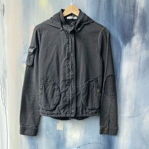 MÜR MÜR Charcoal Hooded Utility Jacket Military Style Casual Crop S